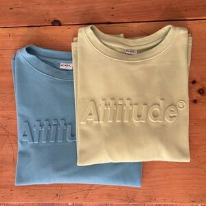 Embossed Attitude Tees - Blue and Light Green